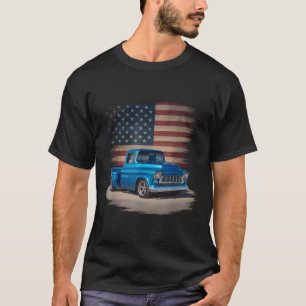 Camiseta Clic Caminhão Antigo Bandeira Americana 4 De Julho