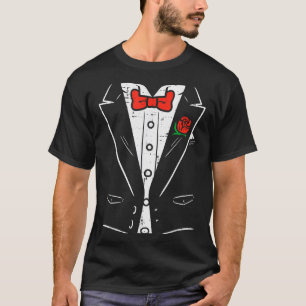 Camiseta Clic Tuxedo Rosa Vermelha Fantasia Dia dos Namorad