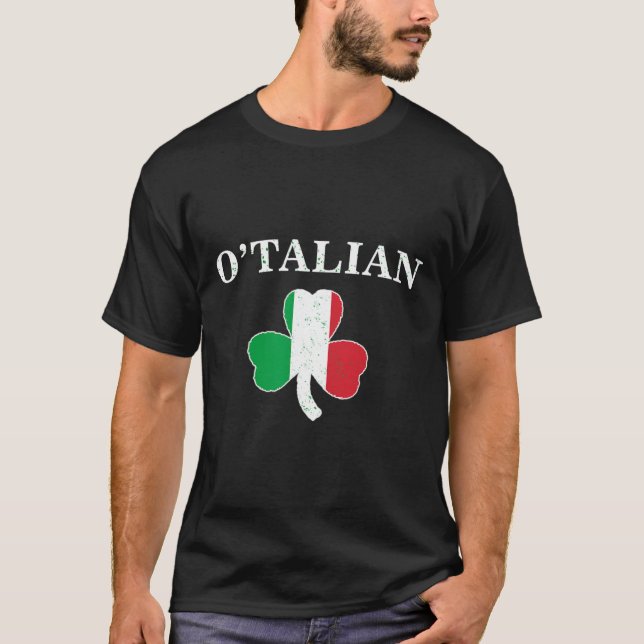 Camiseta Click O'talian Shamrock and Italy Flag Irish Rua P (Frente)