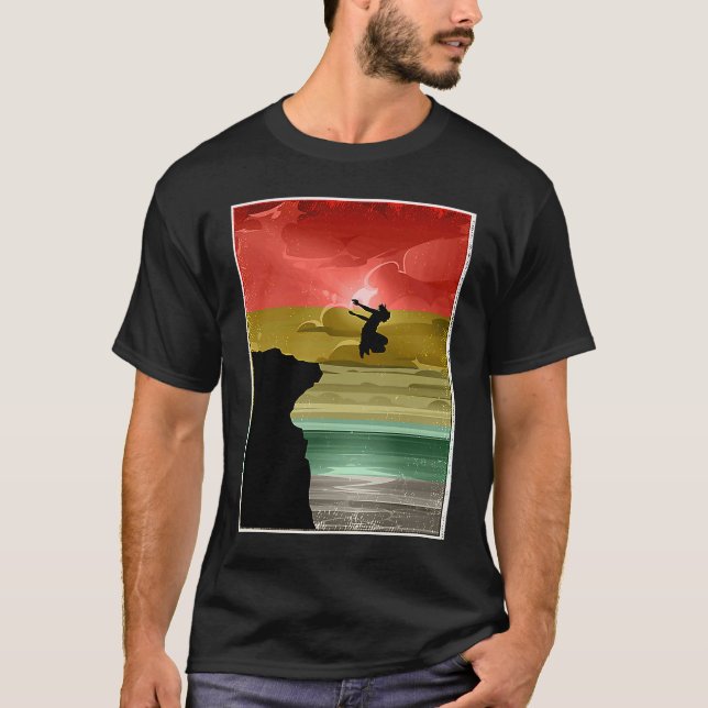 Camiseta Cliff de mergulho do clipe desportivo extremo pula (Frente)