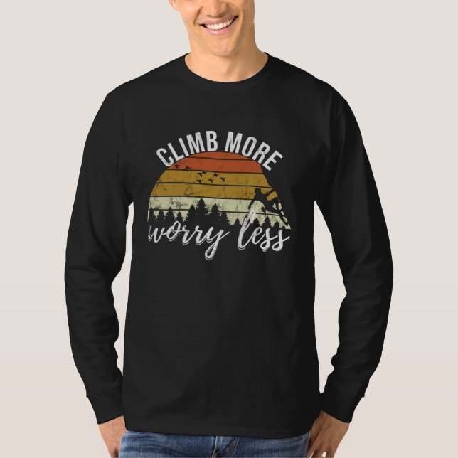 Camiseta Climb More Worry Less Retro Climbing (Frente)