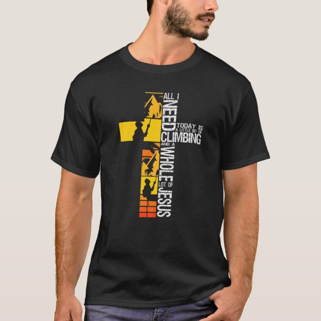 Camiseta Climbing Jesus Is My Rock Christian Rock Climber B (Frente)
