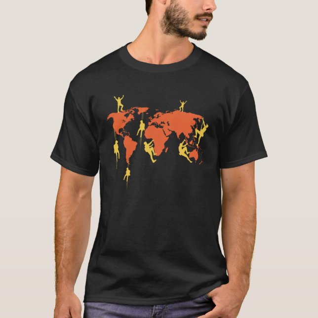 Camiseta Climbing The World Earth Globe Climber Boulderer (Frente)