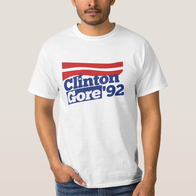 Camiseta Clinton Gore 92 - política retrô (Frente)