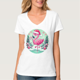 Camiseta Clipart-444666, da Sublimação do Flamingo de Natal
