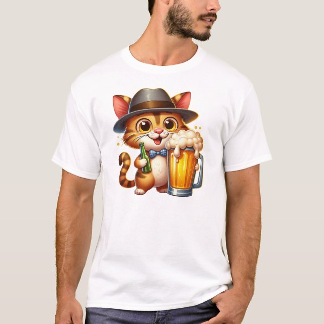 Camiseta Clipart Cat E Cerveja Design-85244 (Frente)
