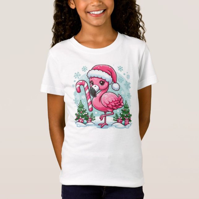 Camiseta Clipe de Sublimação do Flamingo de Natal (Frente)
