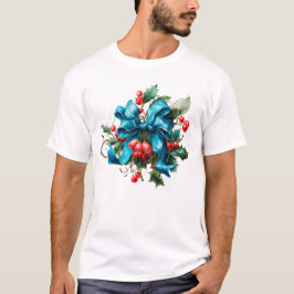 Camiseta Clipe Floral e de Frutas de Natal em Aquarela Vint