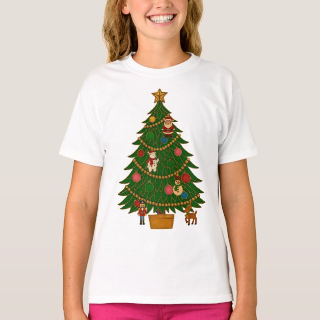 Camiseta Cloisonne Art Christmas Tree Character Ornaments (Frente)