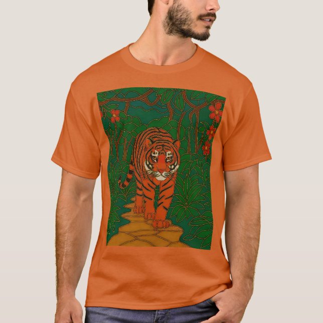 Camiseta Cloisonne Art Tiger on the Jungle Path (Frente)