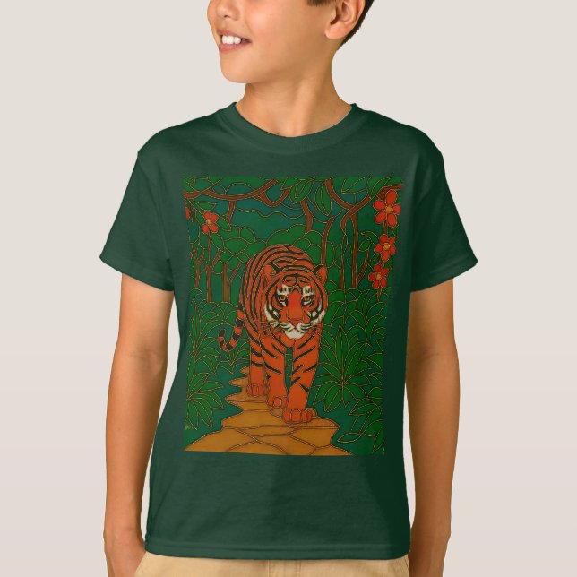 Camiseta Cloisonne Art Tiger on the Jungle Path (Frente)
