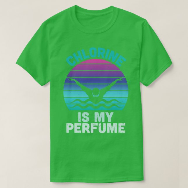 Camiseta Cloro é minha Natação Engraçada de Perfume Nadando (Frente do Design)
