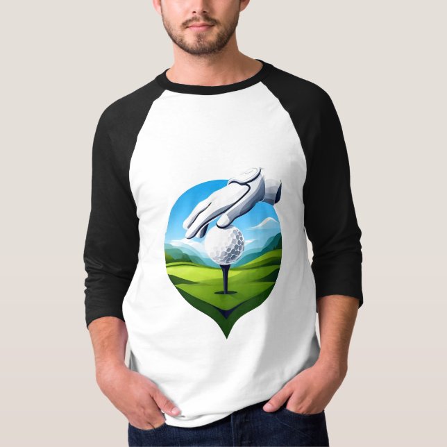 Camiseta Close-Up de Bola de Golfe em Tee com Luva (Frente)