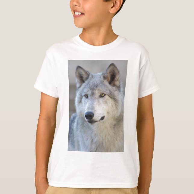 Camiseta Close up do lobo cinzento (Frente)