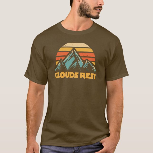 Camiseta Clouds Rest Mountain Yosemite Retro Turquoise (Frente)
