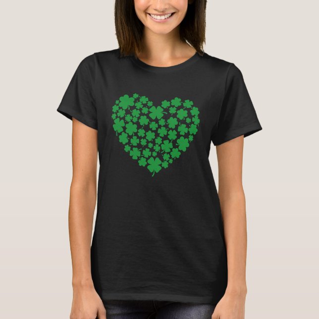 Camiseta Clover heart lucky, St Patrick's day, good luck, g (Frente)