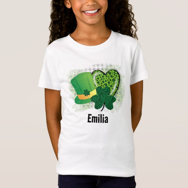 Camiseta Clover Shamrock do Dia de São Patrício de Nome Per (Frente)