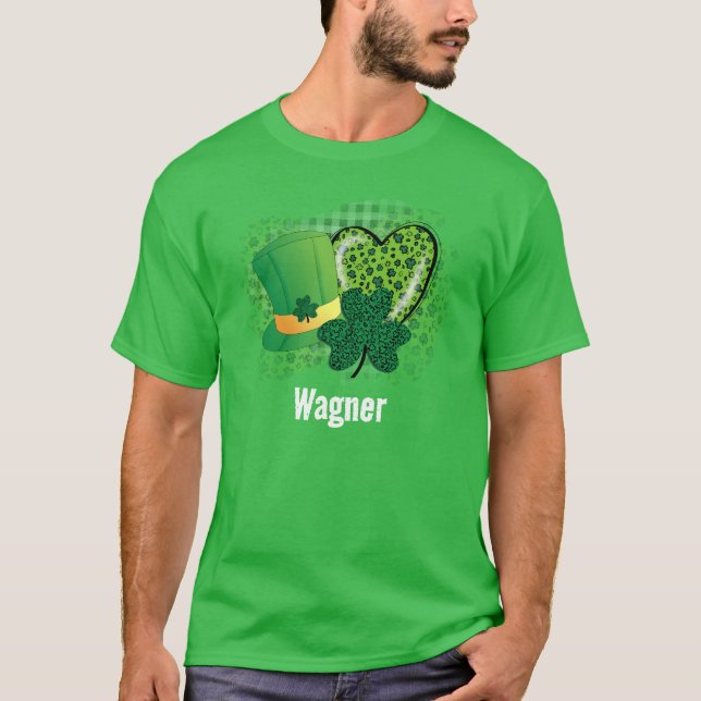 Camiseta Clover Shamrock do Dia de São Patrício de Nome Per (Frente)