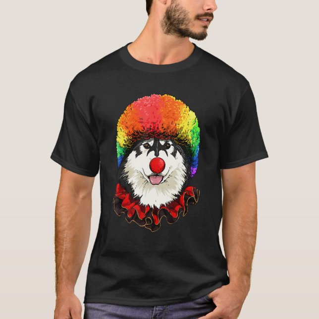 Camiseta Clown Alaskan Malamute Carnival Circus Staff Husky (Frente)