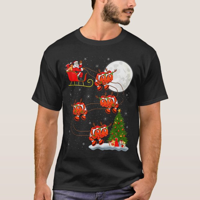Camiseta Clown Fish Santa Sleigh Flying Funny Magical Chris (Frente)