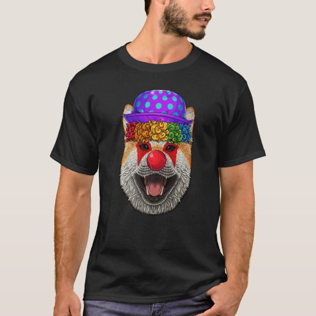 Camiseta Clown Shiba Inu Circus Carnival Costume Theme Part (Frente)