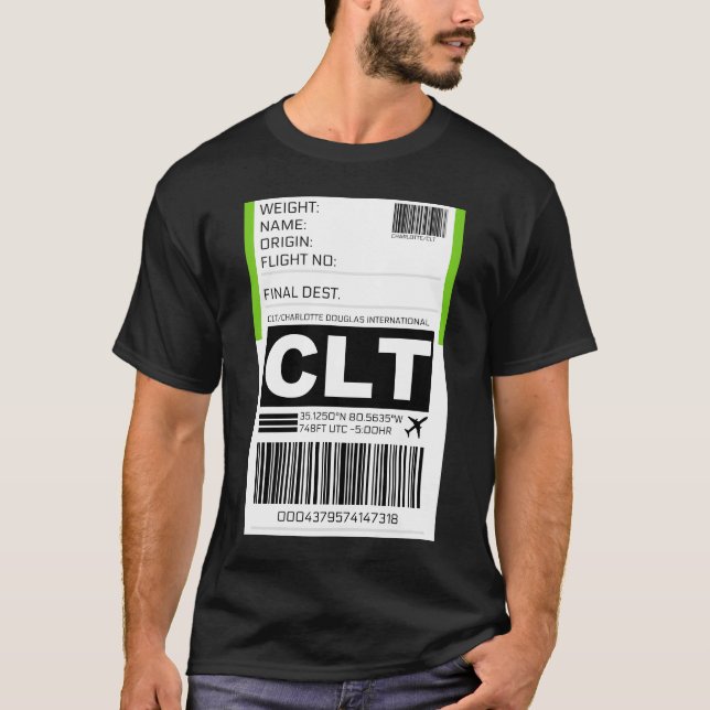 Camiseta Clt Charlotte Douglas Aeroporto Internacional Lugg (Frente)
