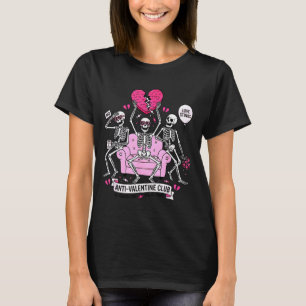 Camiseta Clube Anti Dia dos Namorados Esqueleto Engraçado D