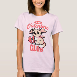 Camiseta Clube Anti-Namorados - Engraçado Design de Gato