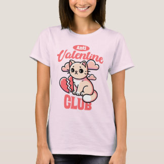 Camiseta Clube Anti-Namorados - Engraçado Design de Gato