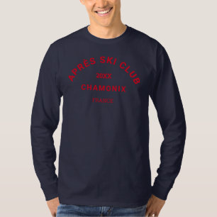 Camiseta Clube Après Ski Winter Red Crista de Estação de Es