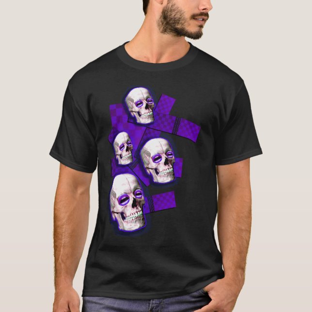 Camiseta clube D de Emo dos crânios roxos das caras ou das (Frente)