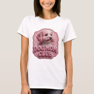 Camiseta Clube da MÃE DE CÃO Rosa Engraçado Arte de Texto 3