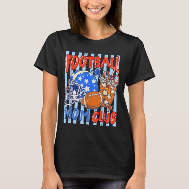 Camiseta Clube da mãe de futebol com laço listrado café div (Frente)
