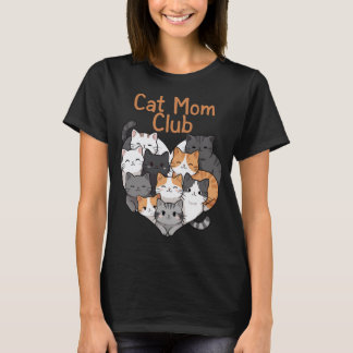 Camiseta Clube da Mamãe Gata - Ilustração Fofa de Coração c
