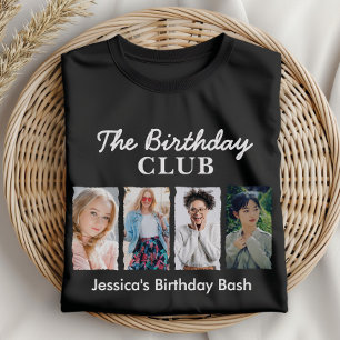 Camiseta Clube de aniversário personalizado com 4 fotos e n
