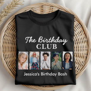 Camiseta Clube de aniversário personalizado com 5 fotos e n