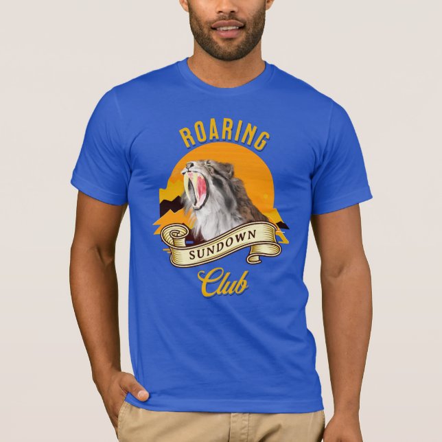 Camiseta Clube de Aventura do Pôr do Sol Retro do Tigre-den (Frente)