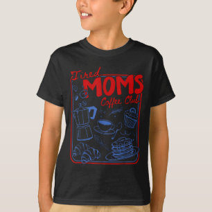 Camiseta Clube de café das mães cansadas retrô vida de mãe
