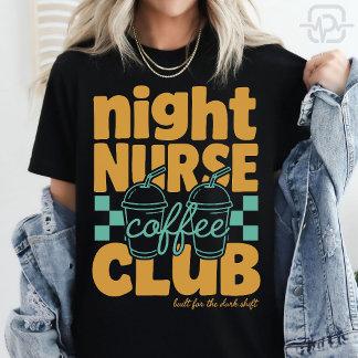 Camiseta Clube de Café Enfermeira Noturna Retro Fofa RN