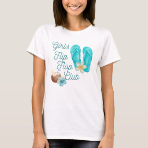 Camiseta Clube de Chinelos de Dedo FEMININO Azul Turquesa c