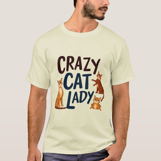 Camiseta Clube de Dama de Gato Louco - Design de Trio Bonit (Frente)