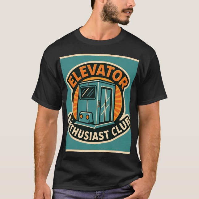 Camiseta Clube de Entusiastas de Elevadores – Design Modern (Frente)