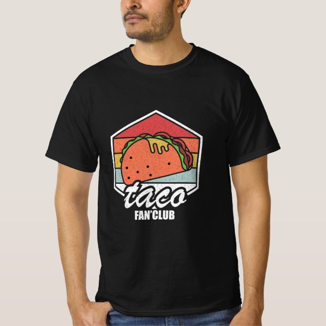 Camiseta clube de fãs de taco tacos retrô comida mexicana (Frente)