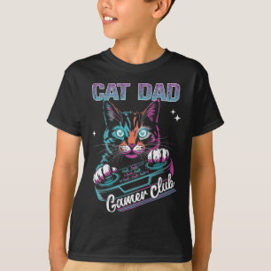 Camiseta Clube de Jogos de Vídeo Gamer Pai de Gato Jogador