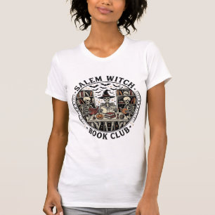 Camiseta Clube de Livros de Bruxas de Salem Esqueleto Vinta