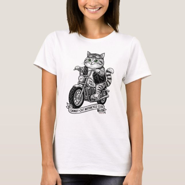 Camiseta Clube de Motocicletas Chonky-Kitten (Frente)