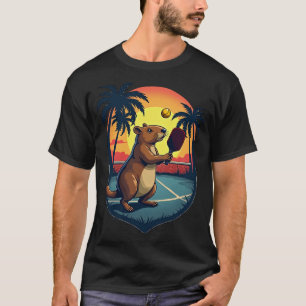 Camiseta Clube de Pickleball Capivara Logotipo Retro Atleta