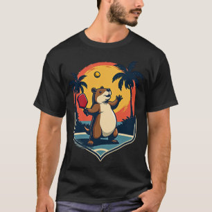 Camiseta Clube de Pickleball Capybara Logotipo Retro