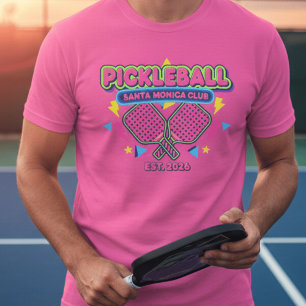 Camiseta Clube de Pickleball Neon Retro dos Anos 80 Persona