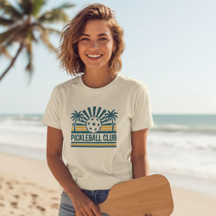Camiseta Clube de Pickleball Pôr do Sol Retro